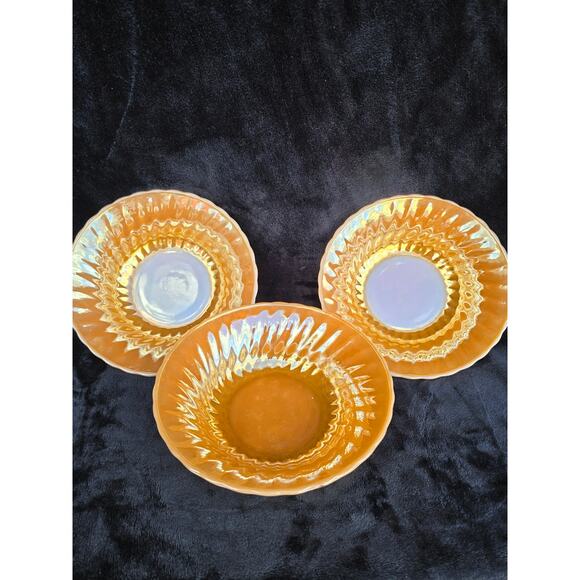 Fire-King Anchor Hocking Peach Lustre 9" Dessert or Soup Bowls – Lot of 3 - Picture 1 of 4
